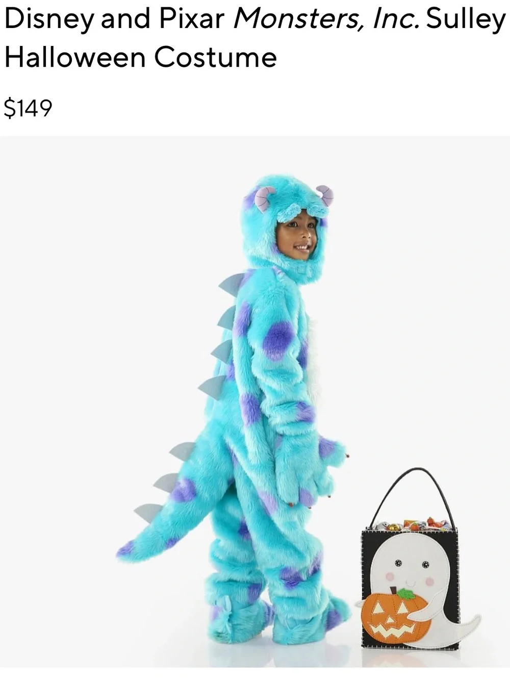 Pottery Barn Kids Disney & Pixar Monsters Inc. Sulley Halloween costume